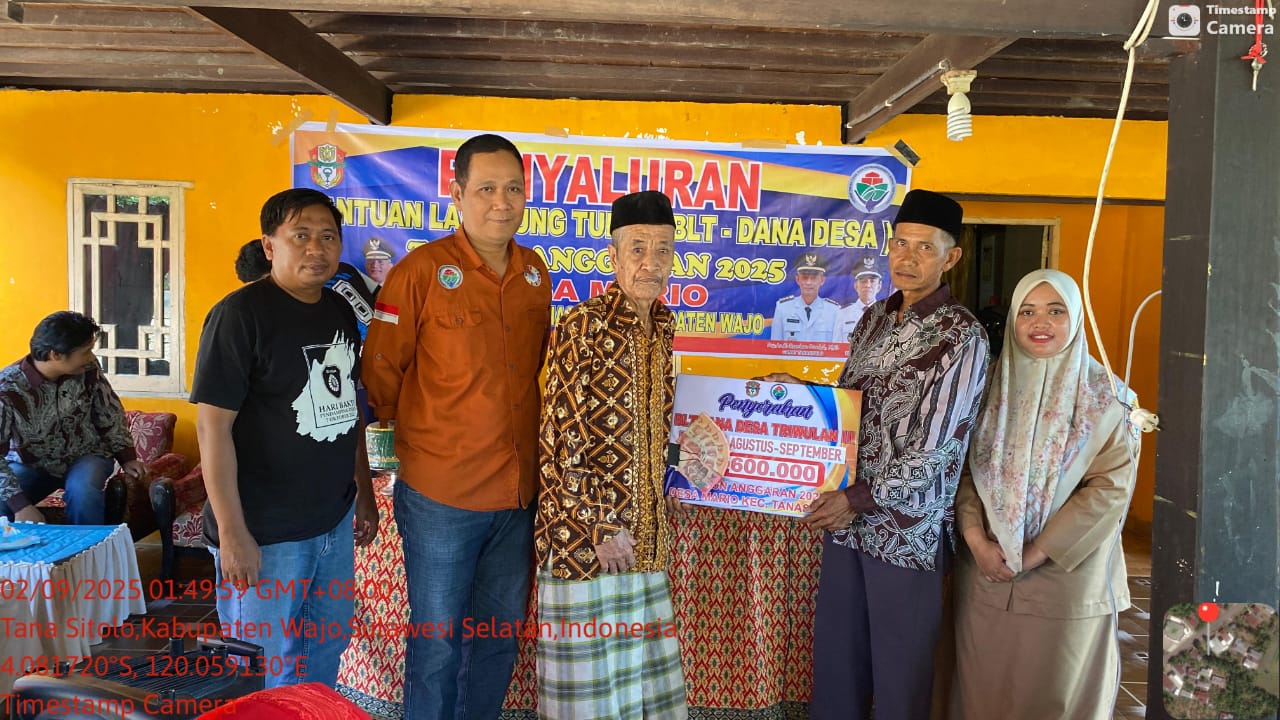 Penyerahan Bantuan Langsung Tunai (BLT) Bulan Agustus Dan September Desa Mario