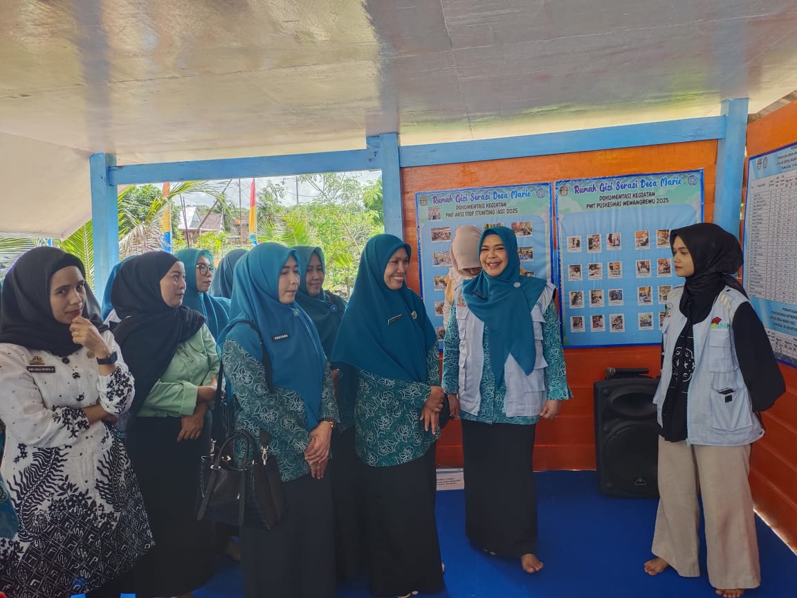 Ketua TP PKK Kabupaten Wajo Kunjungi Rumah Gizi Desa Mario, Dorong Aksi Stop Stunting Wajo 